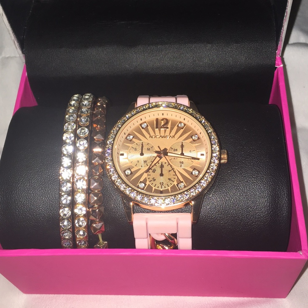 Rocawear Rose Gold Watch + Bangles